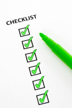 Checklist of completed tasks, with green felt pen